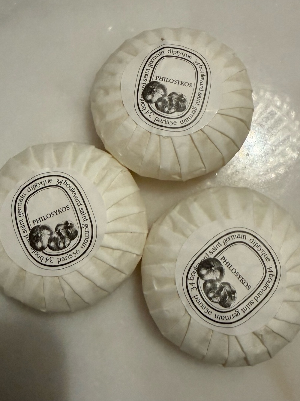 Diptyque PHILOSYKOS Scented soap - bundle of 3 bars 1.58 oz NEW